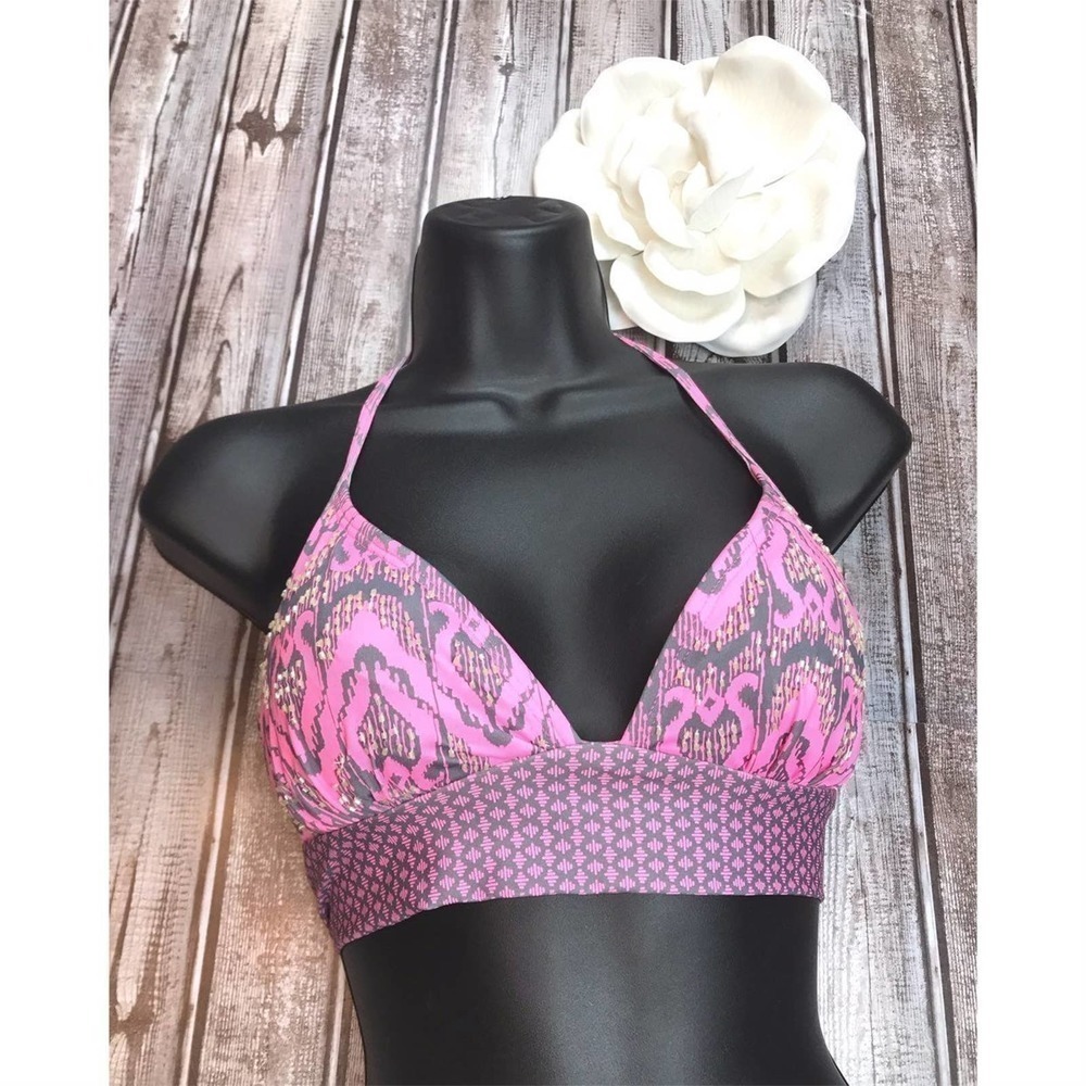 OndadeMar, pink and gray bikini top  size med.